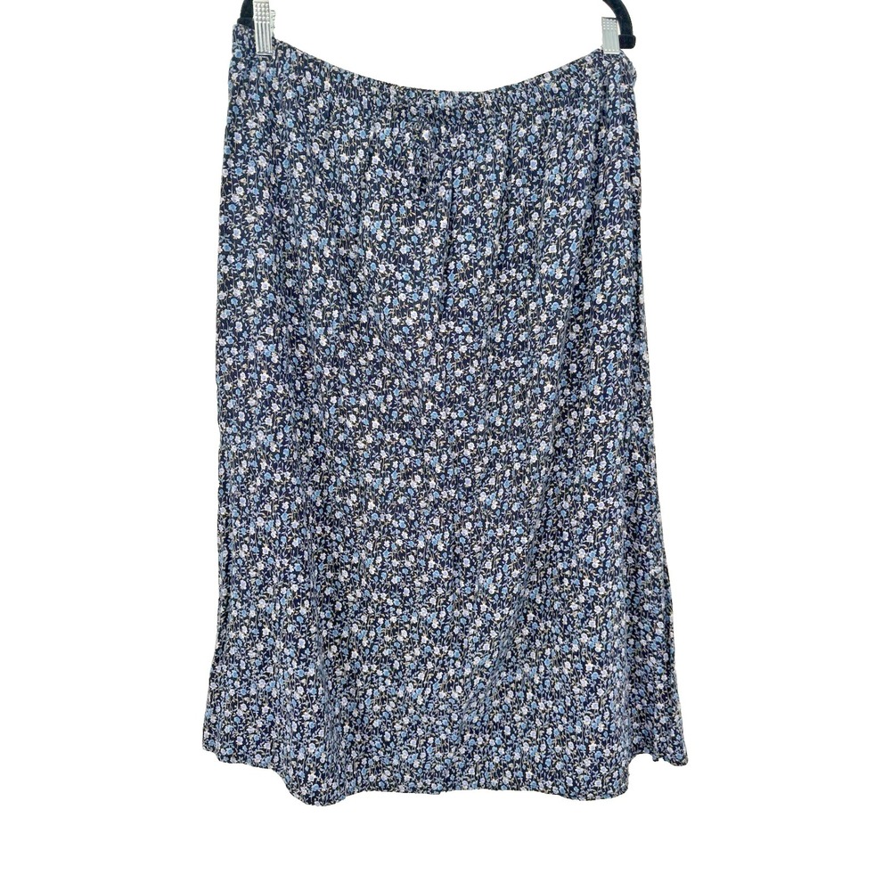 Vintage‎ Studio VTG 90s Women's Blue Floral Skirt Elastic Tie Waist plus 2X